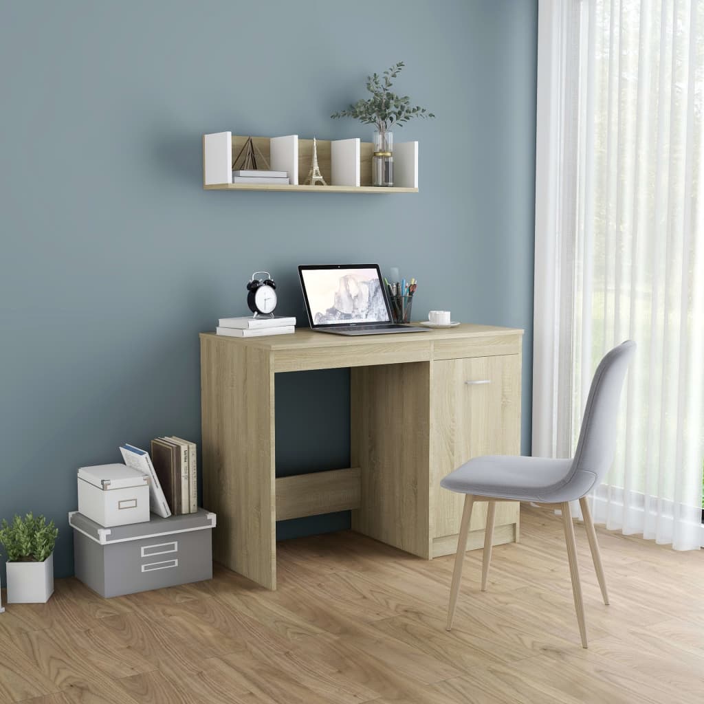 Compact Sonoma Oak Desk, 100x50x76 cm, Engineered Wood