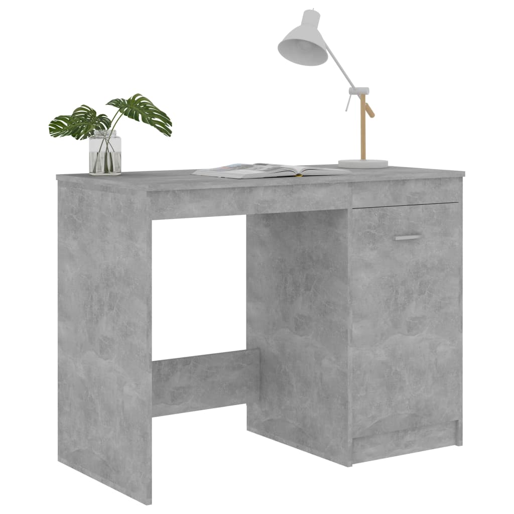 Sleek Concrete Grey Desk, 100x50x76 cm, Durable Engineered Wood