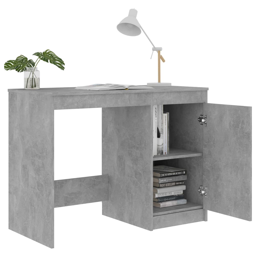 Sleek Concrete Grey Desk, 100x50x76 cm, Durable Engineered Wood