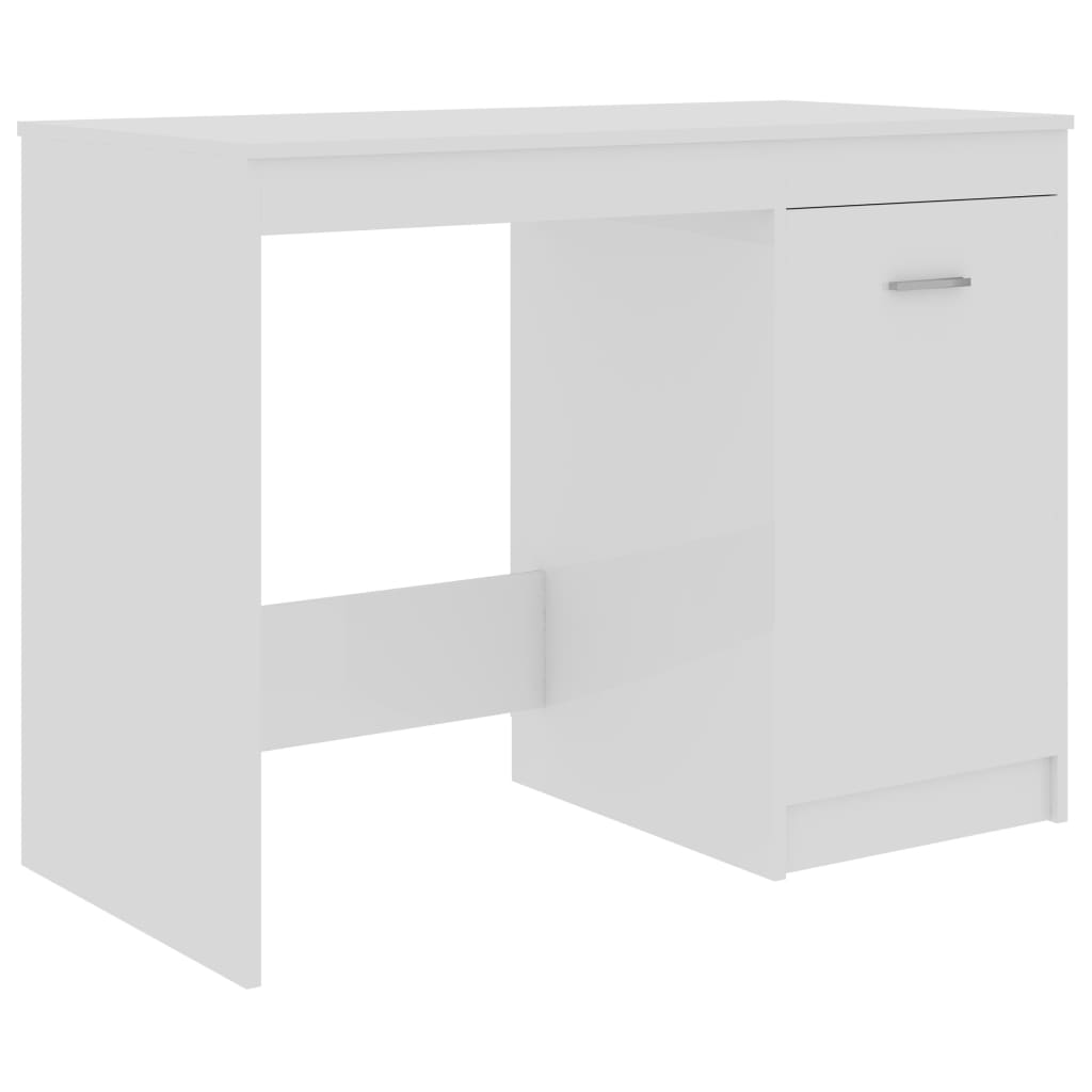 Sleek High Gloss White Desk, 100x50x76 cm, Engineered Wood