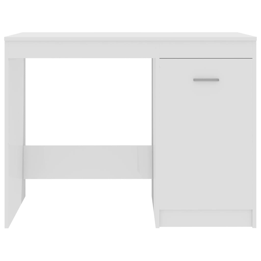 Sleek High Gloss White Desk, 100x50x76 cm, Engineered Wood