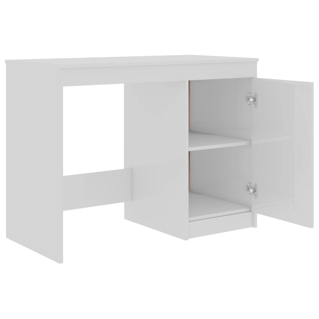 Sleek High Gloss White Desk, 100x50x76 cm, Engineered Wood