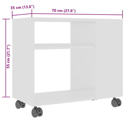 Side Table White 70x35x55 cm Engineered Wood
