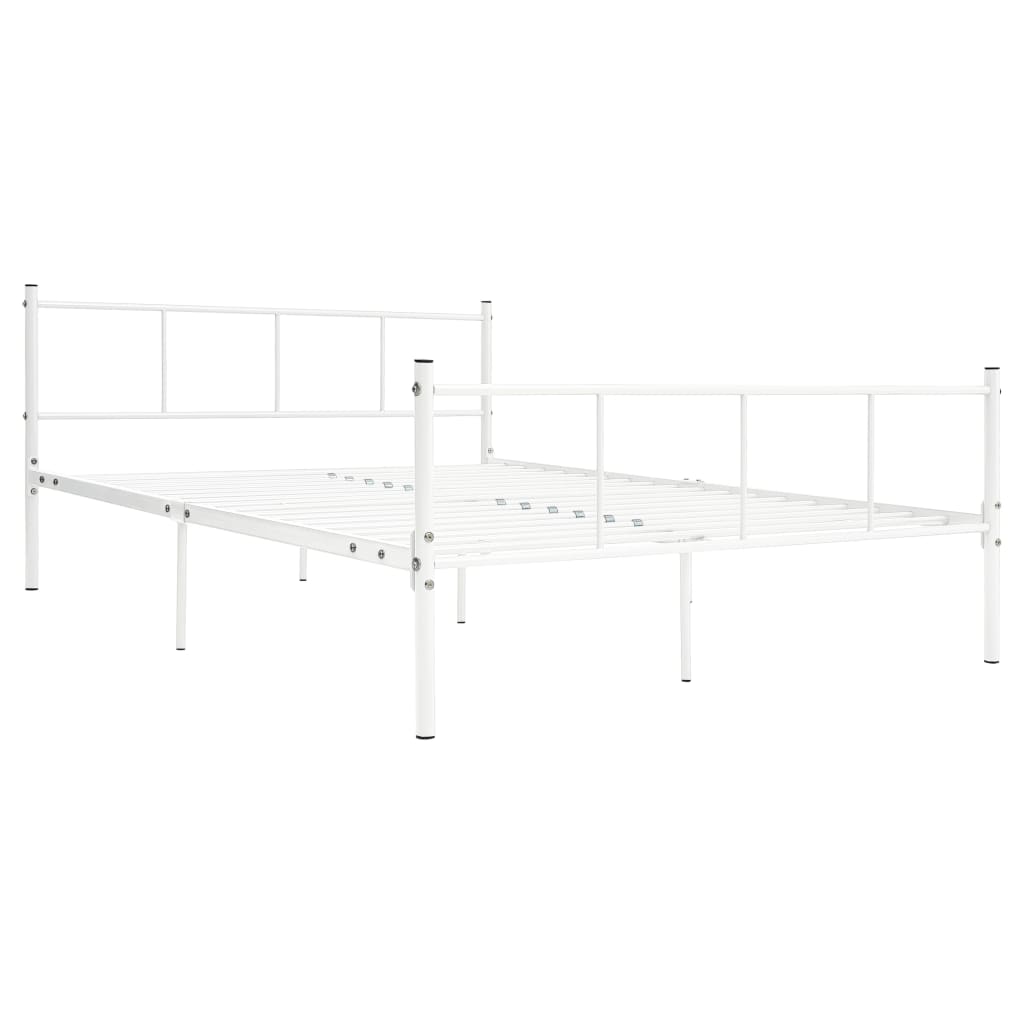 White Metal Bed Frame 120x200 cm – Sleek & Sturdy Design