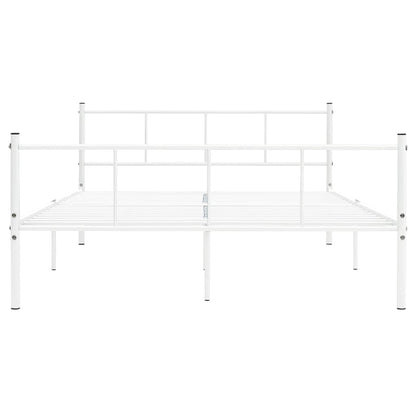 White Metal Bed Frame 120x200 cm – Sleek & Sturdy Design