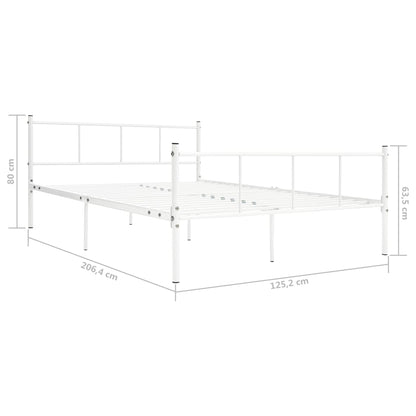 White Metal Bed Frame 120x200 cm – Sleek & Sturdy Design