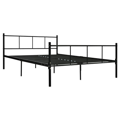 Sleek Black Metal Bed Frame 140x200 cm - Mattress Not Included