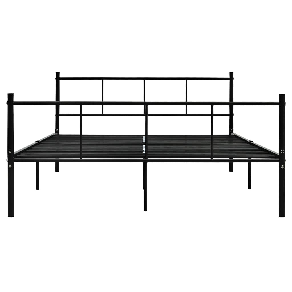 Sleek Black Metal Bed Frame 140x200 cm - Mattress Not Included
