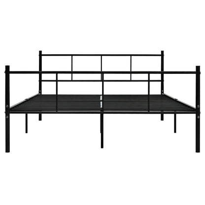 Sleek Black Metal Bed Frame 140x200 cm - Mattress Not Included