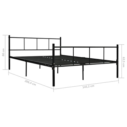 Sleek Black Metal Bed Frame 140x200 cm - Mattress Not Included