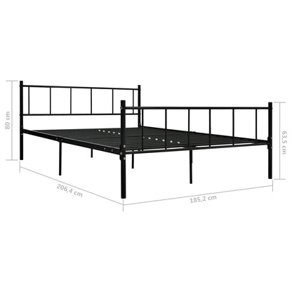 Super King Black Metal Bed Frame 180x200 cm - No Mattress Included