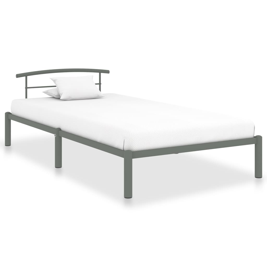 Grey Metal Bed Frame 90x200 cm - vidaXL 284662 (No Mattress)