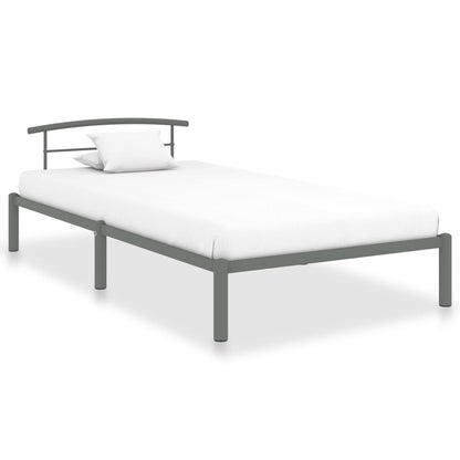 Grey Metal Bed Frame 90x200 cm - vidaXL 284662 (No Mattress)