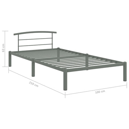 Grey Metal Bed Frame 90x200 cm - vidaXL 284662 (No Mattress)