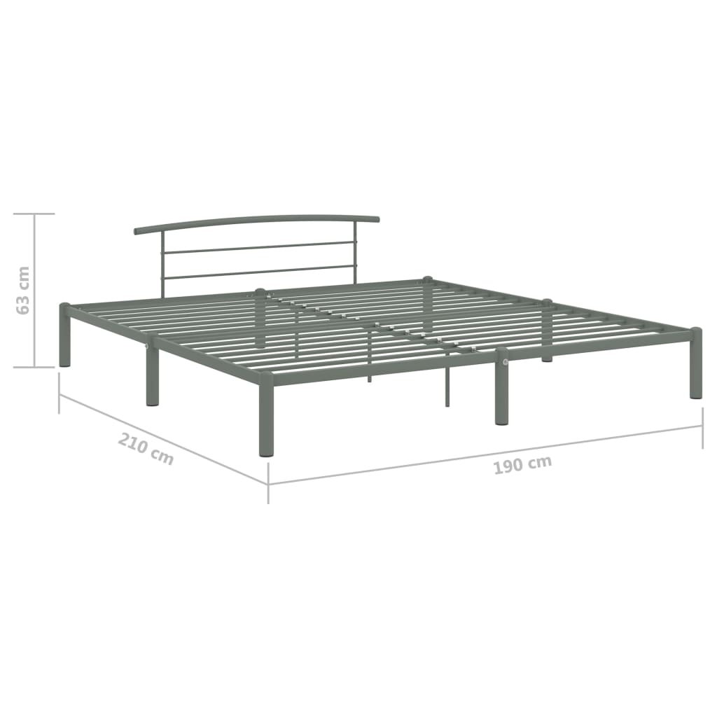 Super King Metal Bed Frame in Grey, 180x200 cm | vidaXL