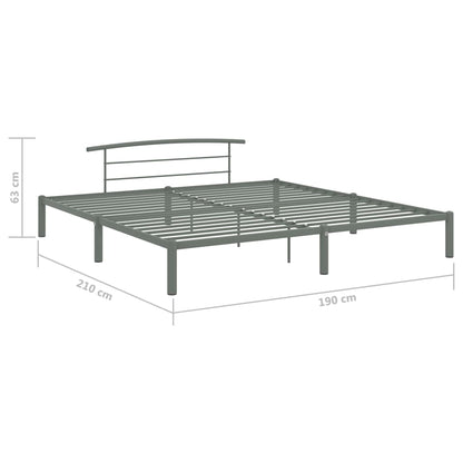 Super King Metal Bed Frame in Grey, 180x200 cm | vidaXL