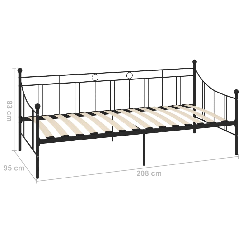 Black Metal DayBed Frame 90x200 cm - vidaXL 284669 (Mattress Not Incl.)