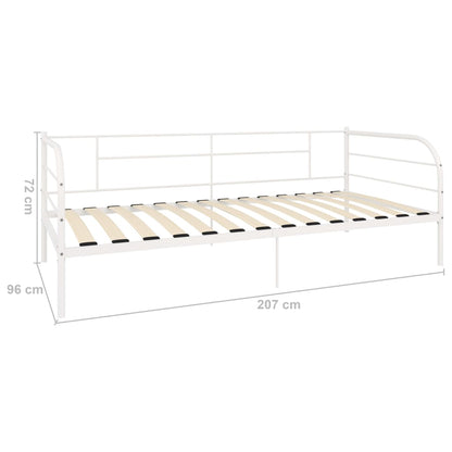 vidaXL White Metal Daybed Frame 90x200 cm - No Mattress Included