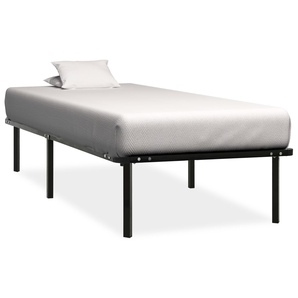 Sleek Black Metal Bed Frame - 90x200 cm, No Mattress Included