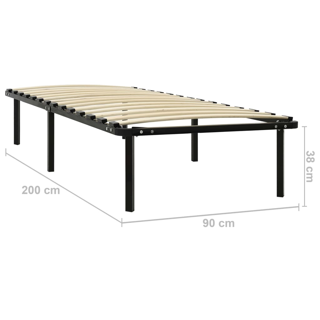Sleek Black Metal Bed Frame - 90x200 cm, No Mattress Included