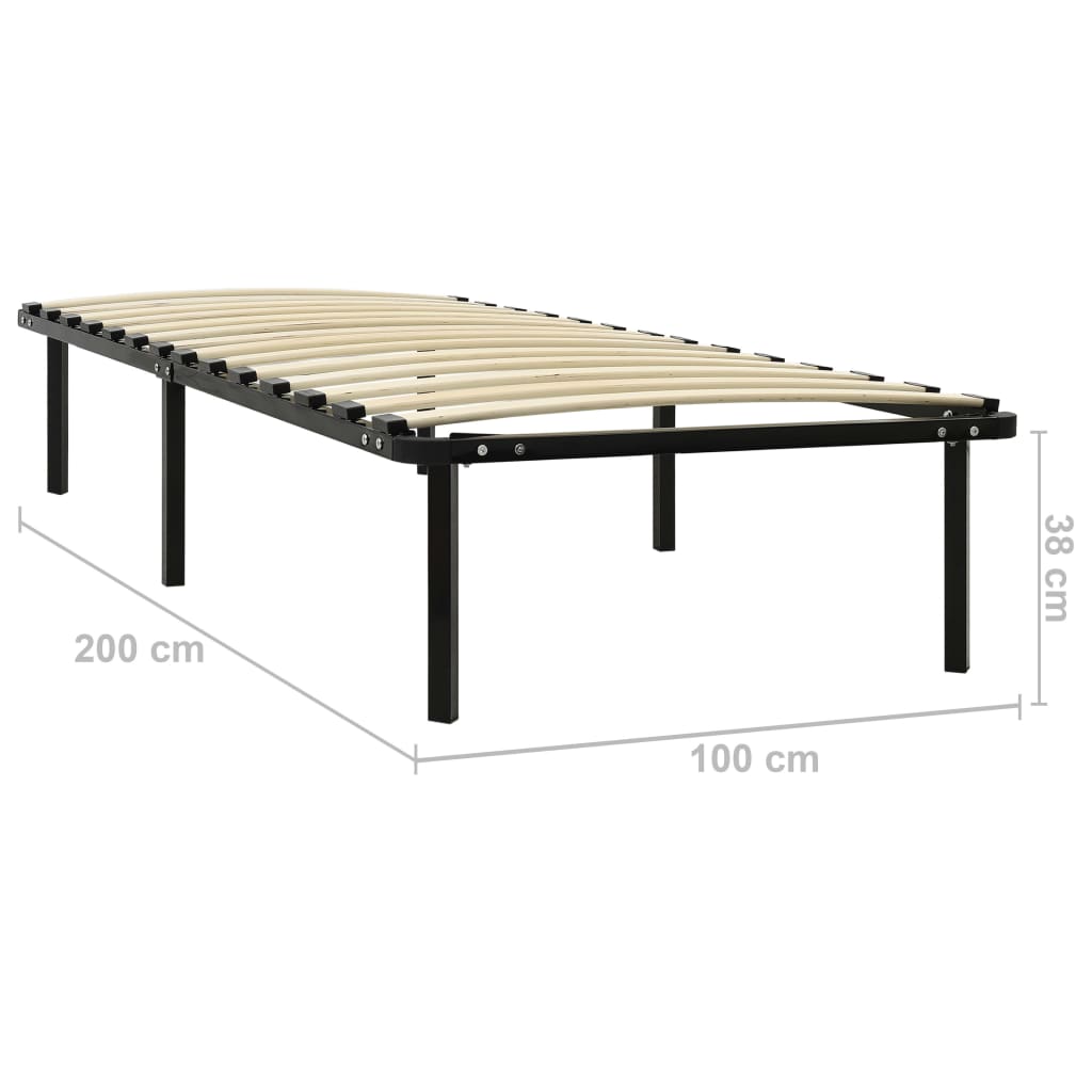 Black Metal Bed Frame 100x200 cm - Sturdy, Sleek & Modern Design