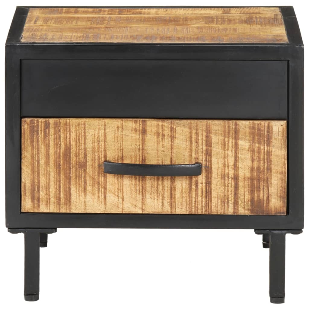 Rough Mango Wood Bedside Cabinet 40x40x35 cm - Rustic Charm