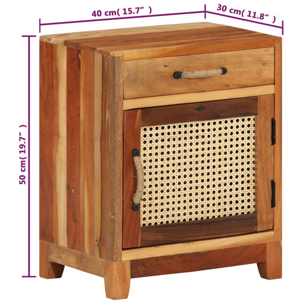 Solid Reclaimed Wood Bedside Cabinet 40x30x50 cm - Eco-Friendly Design