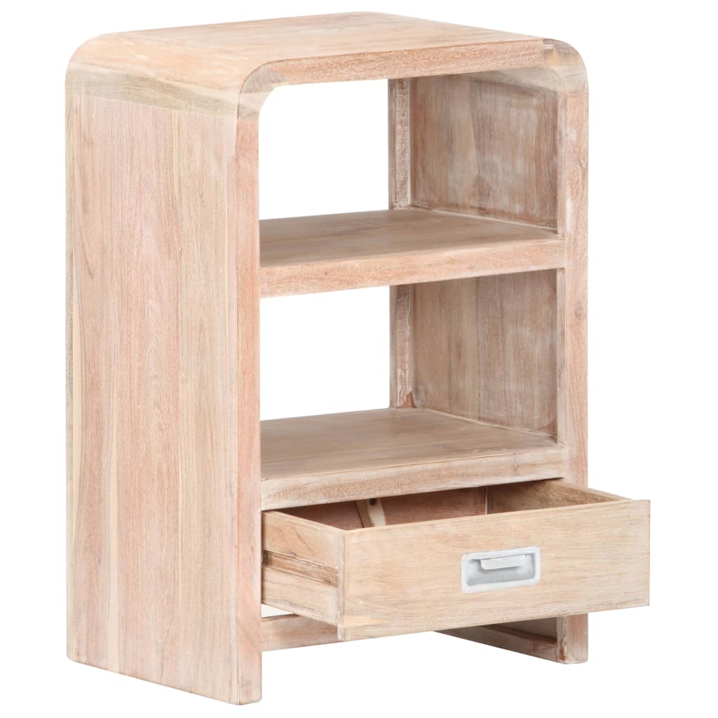 Solid Acacia Wood Bedside Table - 40x30x60 cm Rustic Charm
