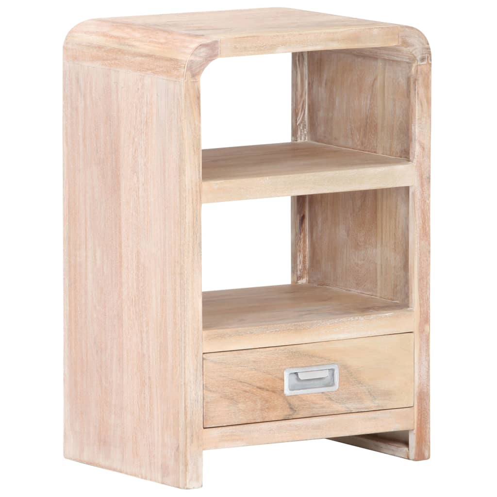 Solid Acacia Wood Bedside Table - 40x30x60 cm Rustic Charm