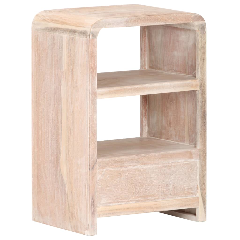 Solid Acacia Wood Bedside Table - 40x30x60 cm Rustic Charm