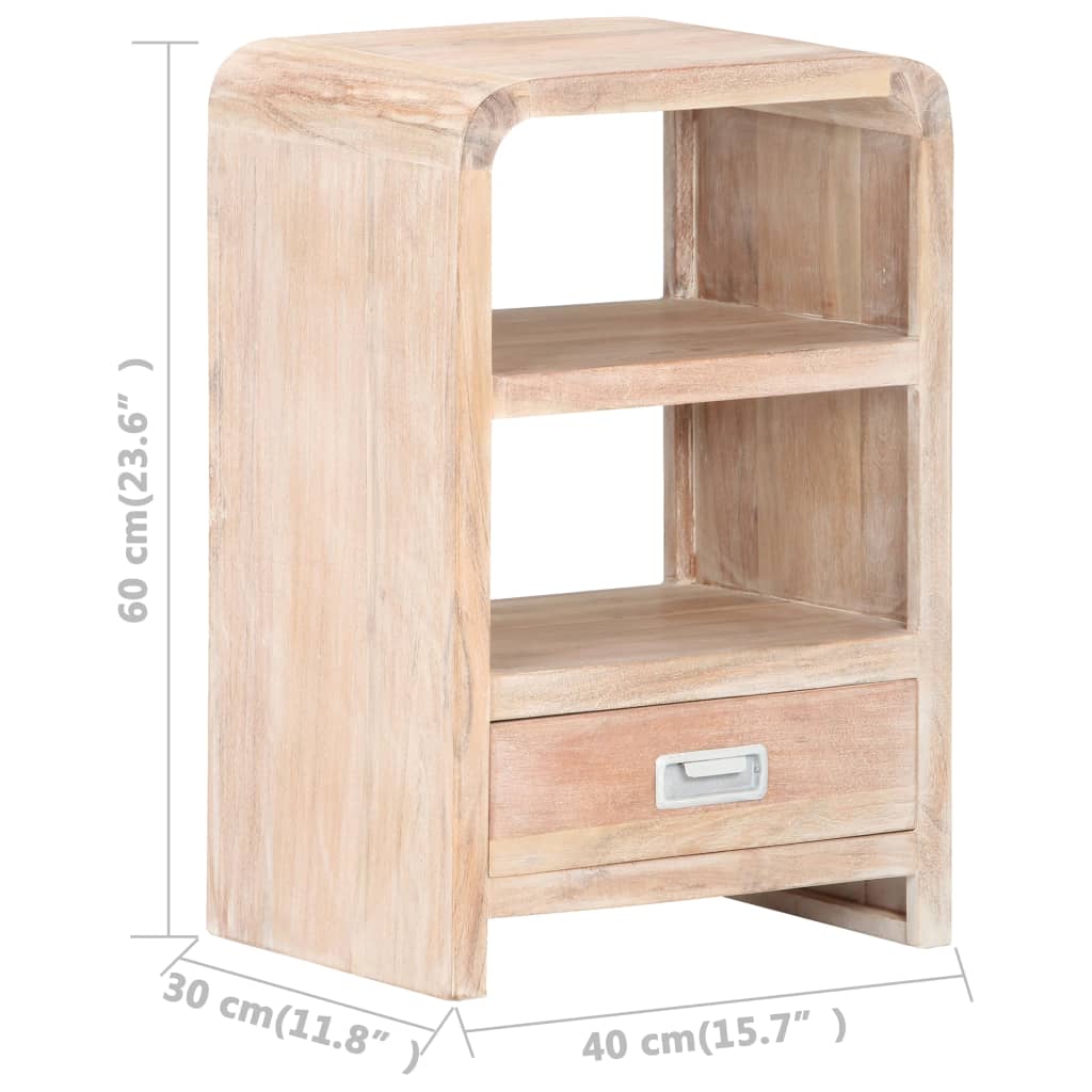 Solid Acacia Wood Bedside Table - 40x30x60 cm Rustic Charm