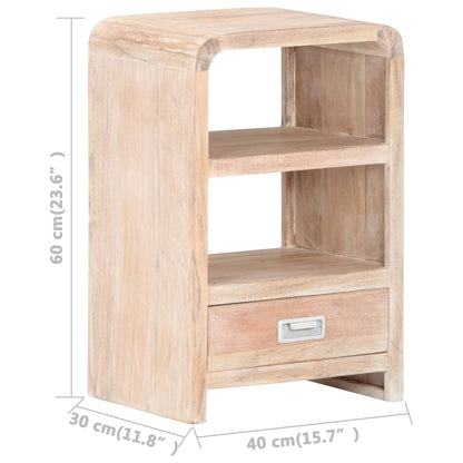 Solid Acacia Wood Bedside Table - 40x30x60 cm Rustic Charm