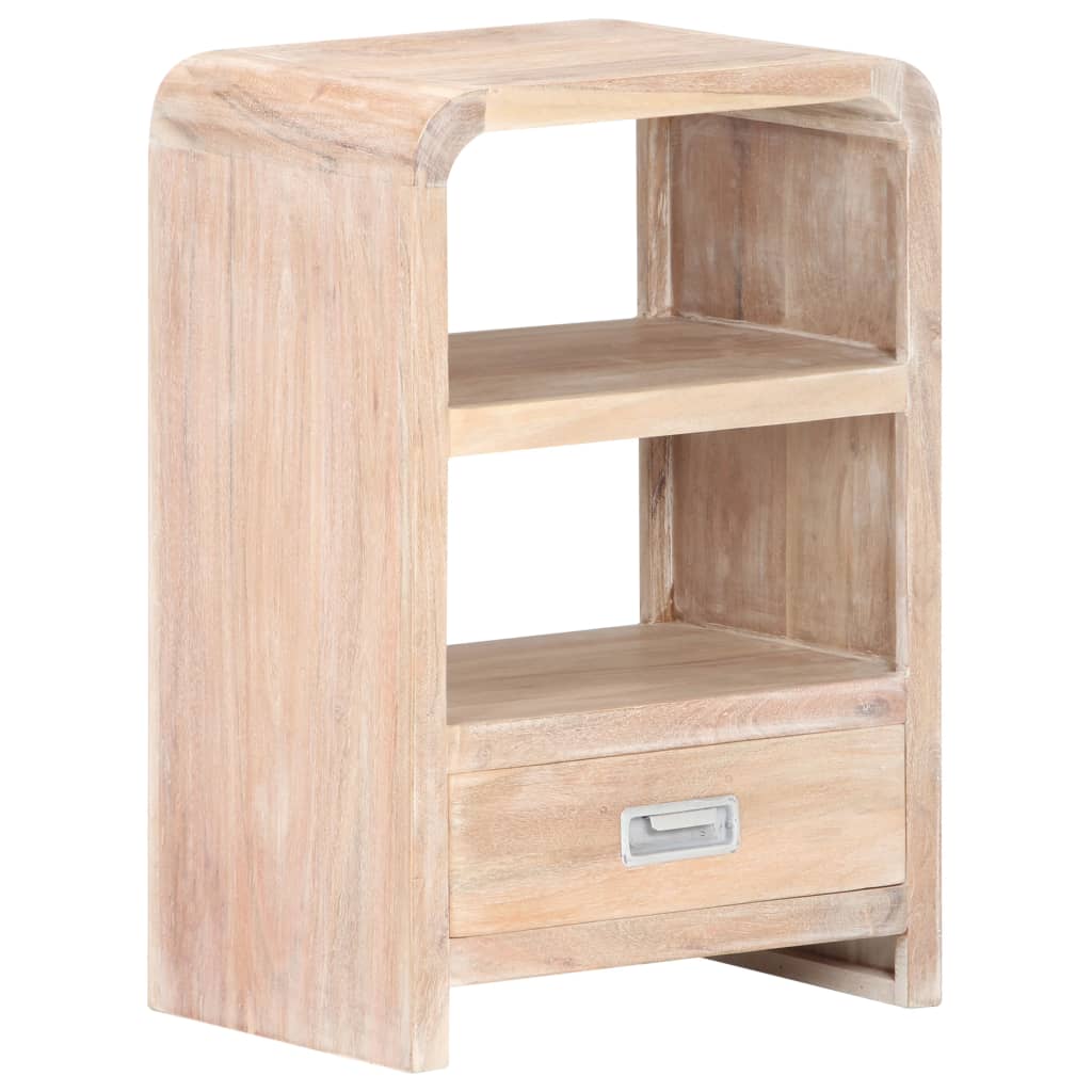 Solid Acacia Wood Bedside Table - 40x30x60 cm Rustic Charm
