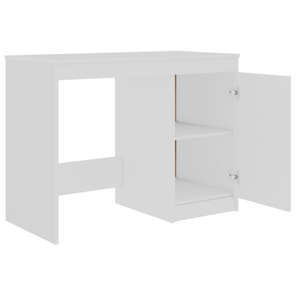 Sleek White Engineered Wood Desk 140x50x76 cm