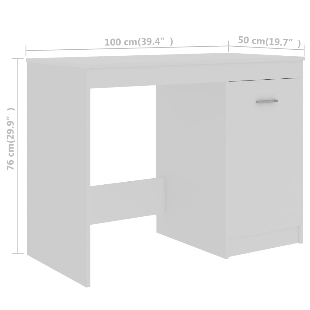 Sleek White Engineered Wood Desk 140x50x76 cm