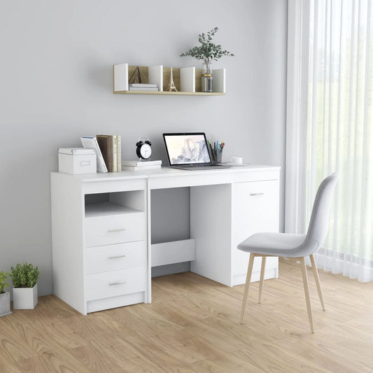 Sleek White Engineered Wood Desk 140x50x76 cm