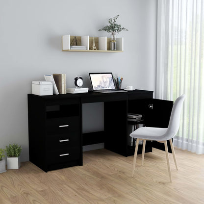 Sleek Black Desk - Engineered Wood, 140x50x76 cm