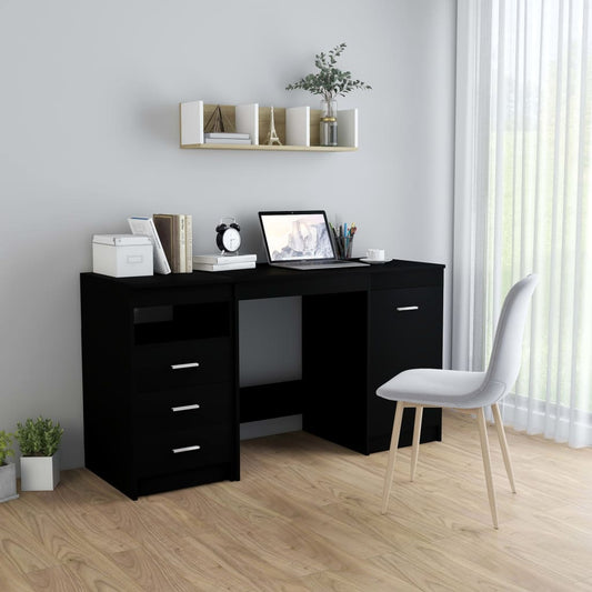 Sleek Black Desk - Engineered Wood, 140x50x76 cm