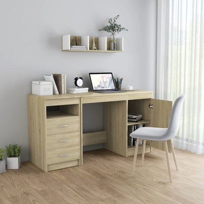 Sonoma Oak Desk 140x50x76 cm - Engineered Wood Elegance