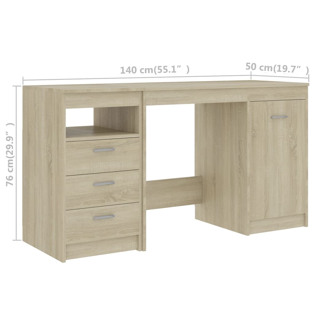 Sonoma Oak Desk 140x50x76 cm - Engineered Wood Elegance