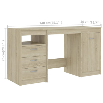 Sonoma Oak Desk 140x50x76 cm - Engineered Wood Elegance