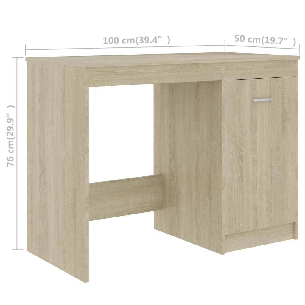 Sonoma Oak Desk 140x50x76 cm - Engineered Wood Elegance