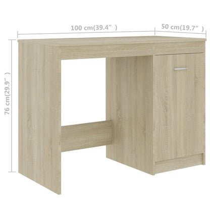 Sonoma Oak Desk 140x50x76 cm - Engineered Wood Elegance