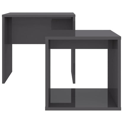 Coffee Table Set High Gloss Grey 48x30x45 cm Engineered Wood