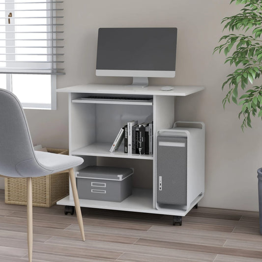 White Engineered Wood Computer Desk, 80x50x75 cm