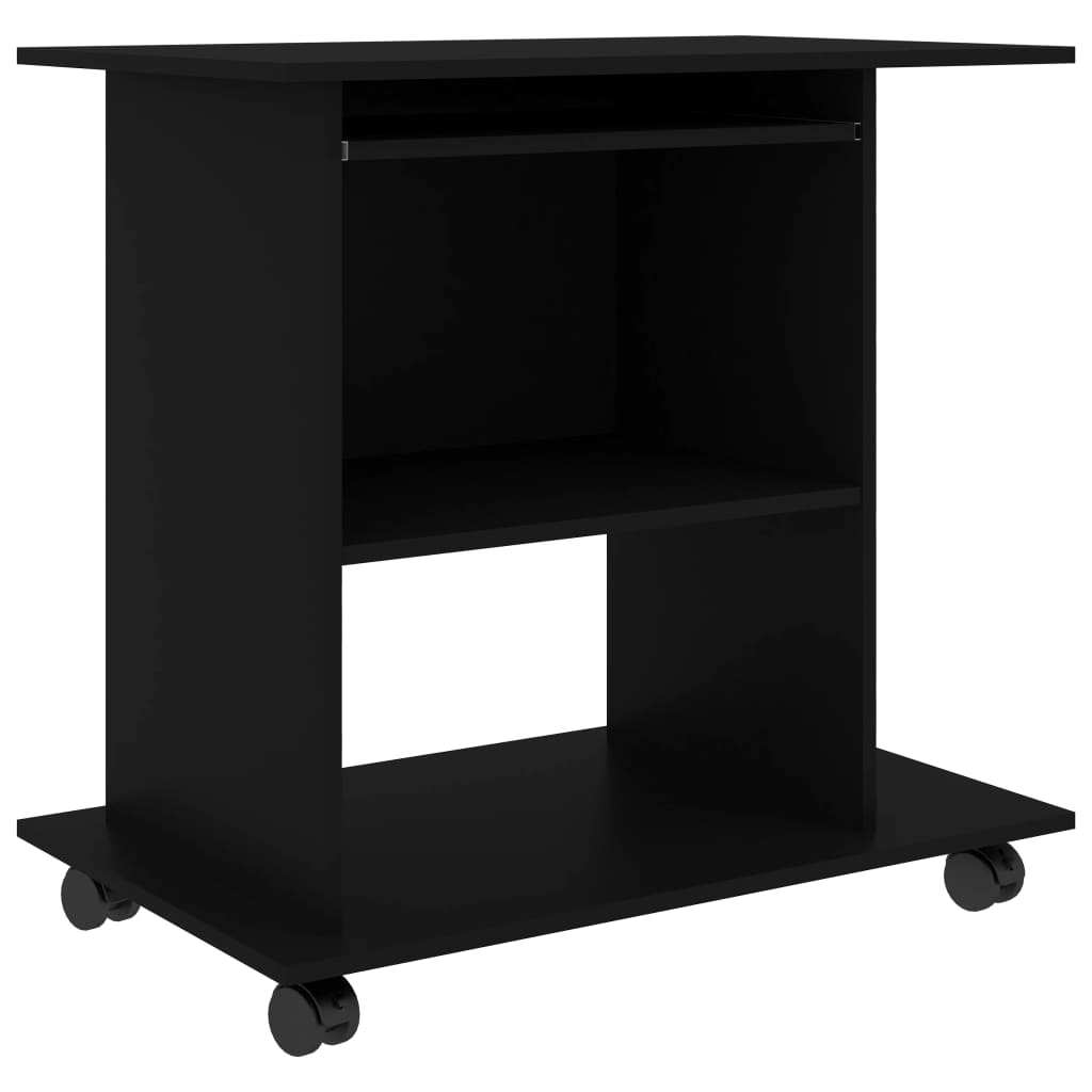 Sleek Black Computer Desk, 80x50x75 cm, Engineered Wood