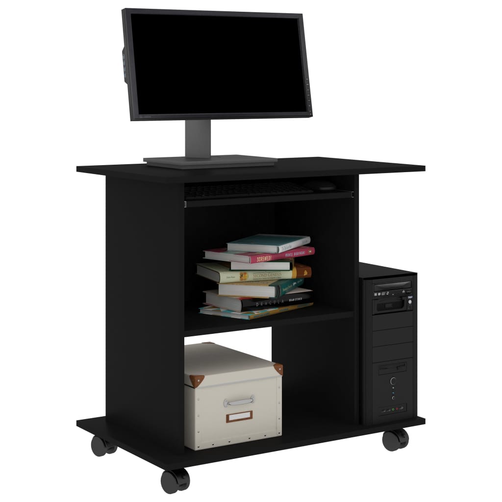 Sleek Black Computer Desk, 80x50x75 cm, Engineered Wood