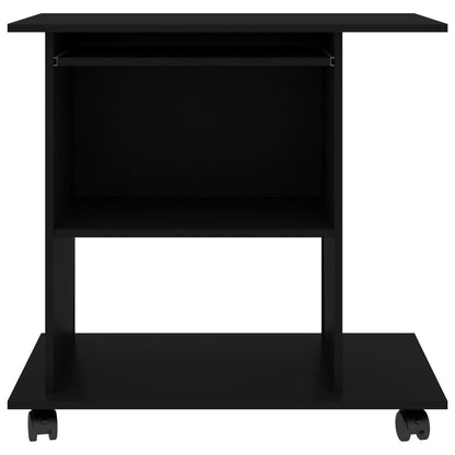 Sleek Black Computer Desk, 80x50x75 cm, Engineered Wood