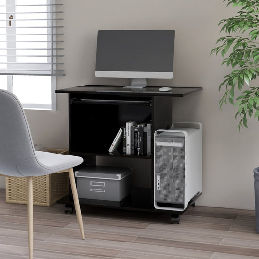 Sleek Black Computer Desk, 80x50x75 cm, Engineered Wood
