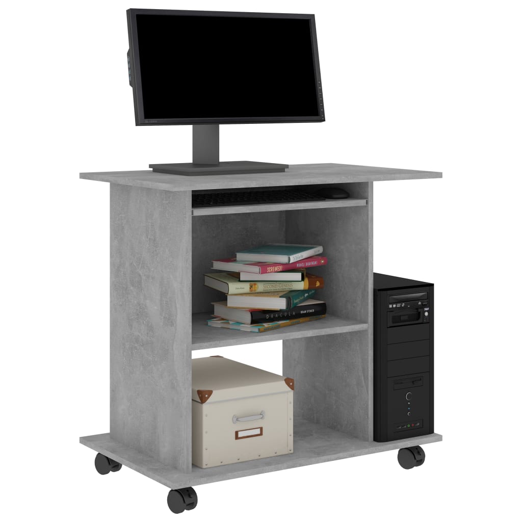 Concrete Grey Computer Desk 80x50x75 cm - Engineered Wood